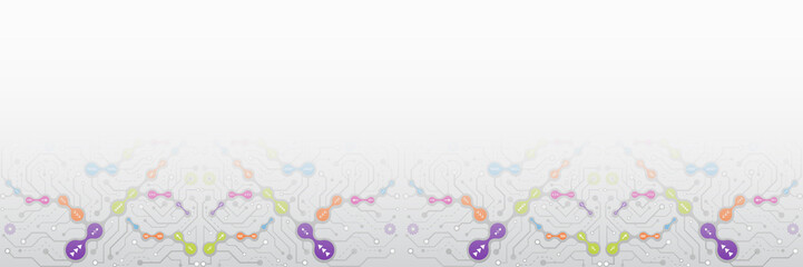 Abstract connection colorful metaball. Wide high computer futuristic background. Circuit communication technology background. Digital techno modern concept. Vector illustration eps 10.