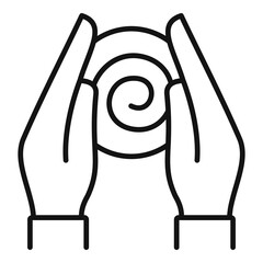 Hypnosis hands icon. Outline hypnosis hands vector icon for web design isolated on white background