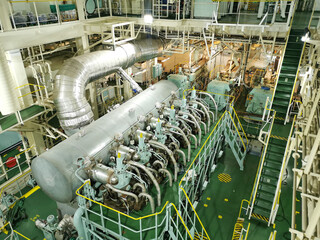 Top view of main engine inside engine room