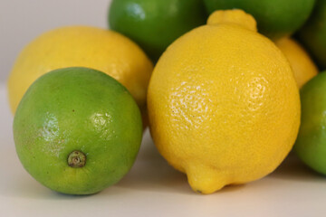 Beautiful lemons arranged on a table. A fruit rich in vitamin c.