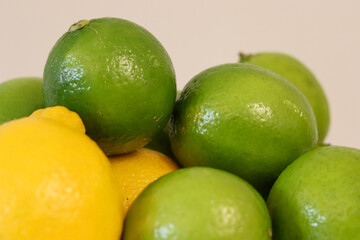 Beautiful lemons arranged on a table. A fruit rich in vitamin c.