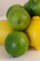 Beautiful lemons arranged on a table. A fruit rich in vitamin c.