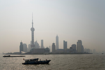 Pudong Skyline and Huangpu River, Shanghai, China