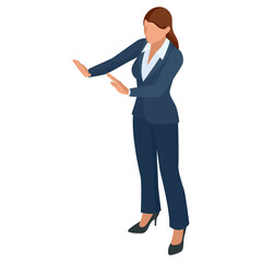 Isometric Business women stylish isolated on white. Business ladies, business woman character pose