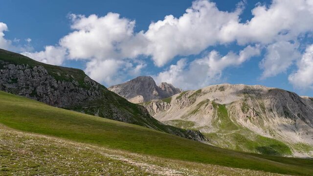 The Gran Sasso seen from the Campo Imperatore plateau, near the astronomical observatory. Abruzzo, Italy. Time lapse video