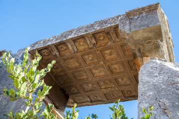 sarcophagus ruins in ancient sidyma city, Sidyma Ruins, Fethiye, Mugla, Turkey.