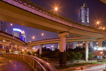 Fototapeta na wymiar Yan'an Elevated Freeway, Shanghai, China