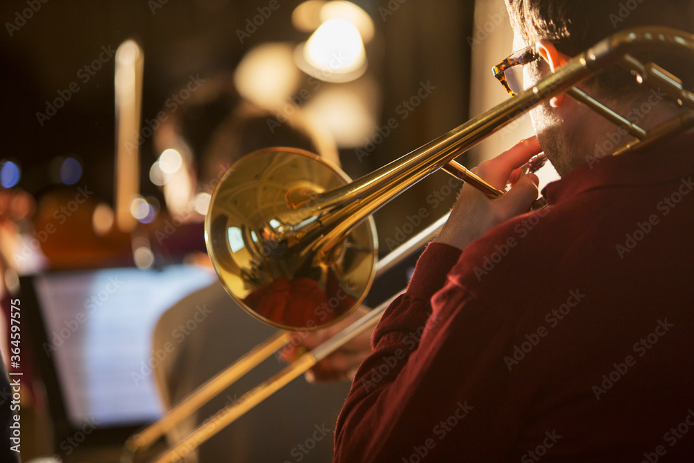 Wall mural trombonist performing