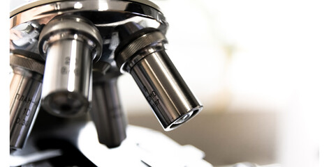 Close up of a microscope in a laboratory