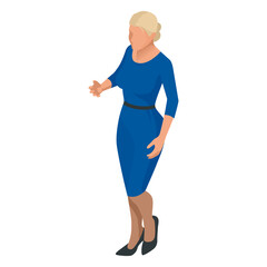 Isometric Business women stylish isolated on white. Business ladies, business woman character pose