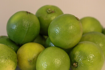 Beautiful lemons arranged on a table. A fruit rich in vitamin c.