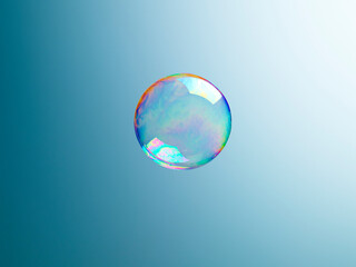 Translucent bubble on blue background