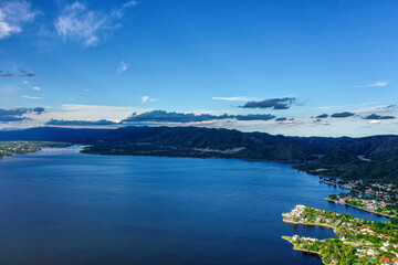 Fototapeta na wymiar Aerial view of the mountain lake