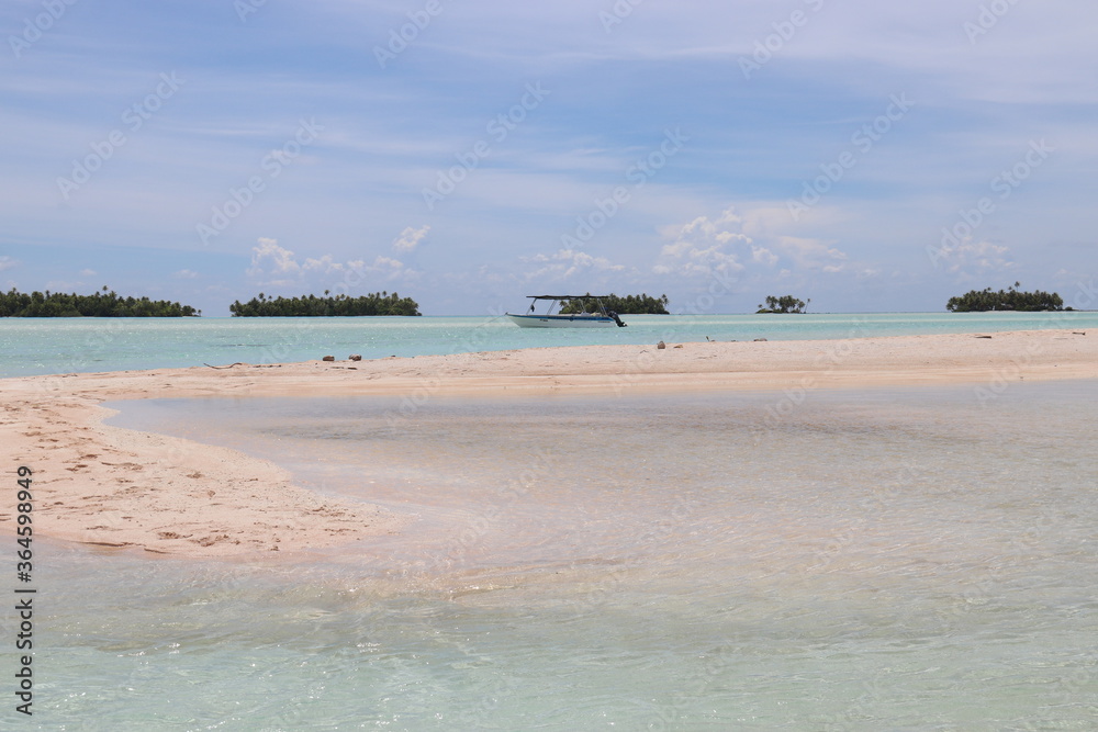 Wall mural Banc de sable rose à Rangiroa, Polynésie française