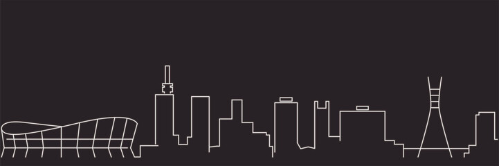 Lagos Single Line Simple Minimalist Skyline