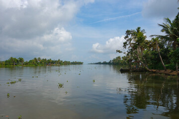 Backwaters network of brackish lagoons in Kerala