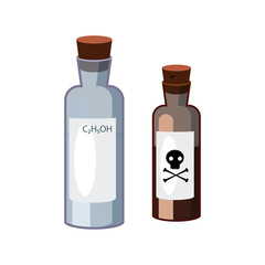 Bottles with hazardous liquids