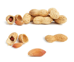 heap of peanuts in shell and broken