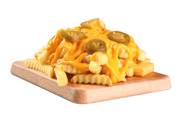 Cheese fries with white background