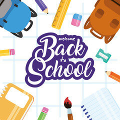 back to school poster with set supplies