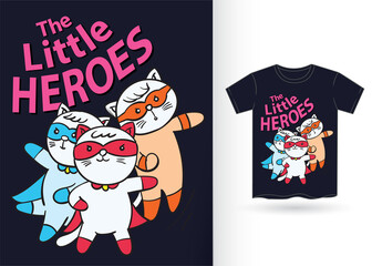 T shirt template blank 2Cute little cat superhero for t shirt