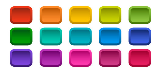 Colorful rectangle buttons isolated on white background. Vector illustration