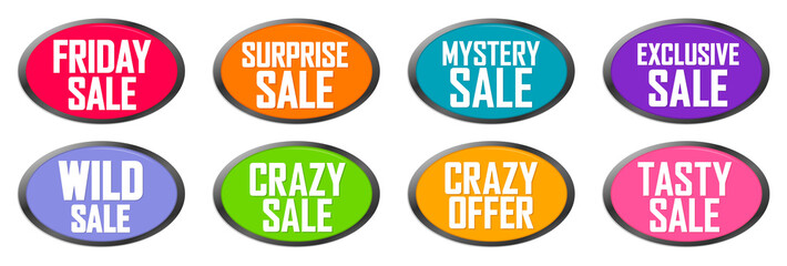 Set Sale banners design template, discount tags, vector illustration