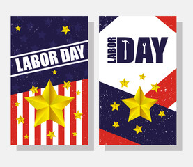 happy labor day celebration with usa flag and golden stars