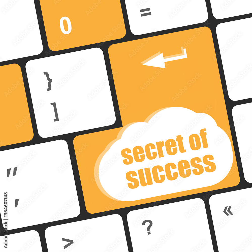 Poster secret of success button on computer keyboard key