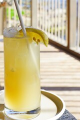Glass of fresh iced lemonade