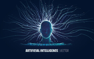 Abstract vector Artificial Intelligence illustration. Data collection and analysis process