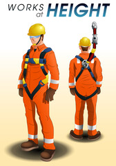 Fototapeta premium occupational awareness events poster of PPE works at height design