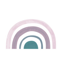 Acrylic freehand aesthetic rainbow in jantle pastel colors isolated. Abstract modern rainbow perfect for nursery printable, fabric textile, card making and other design projects.