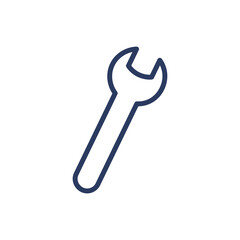 Wrench thin line icon. Repair, metal, spanner isolated outline sign. Plumbing and equipment concept. Vector illustration symbol element for web design and apps