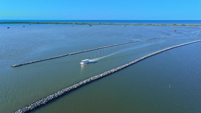 Drone Flying in the park of the Po River Delta