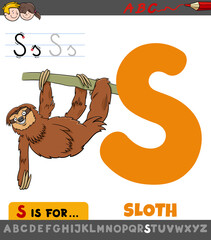 letter S worksheet with cartoon sloth animal © Igor Zakowski