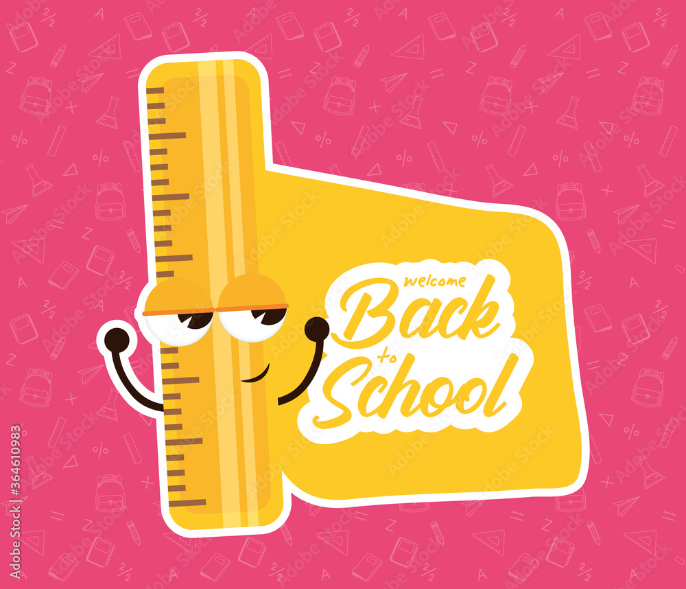 Sticker back to school poster with rule kawaii character