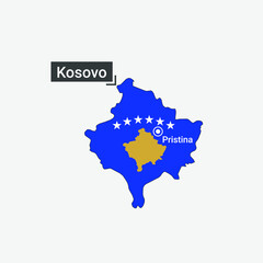 Map of Kosovo with flag fill. Shape