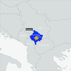 Map of Kosovo with flag fill