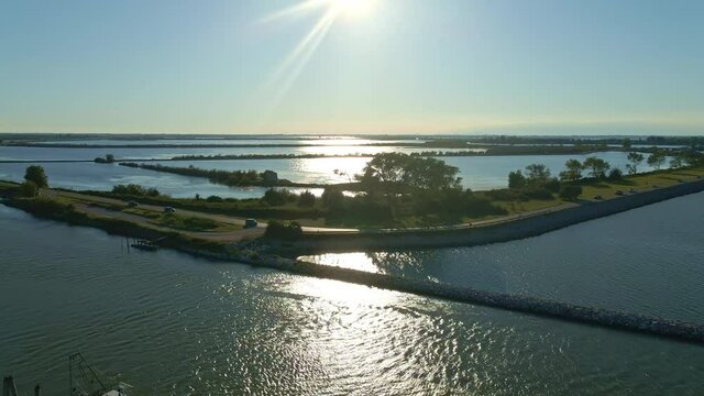Drone Flying in the park of the Po River Delta