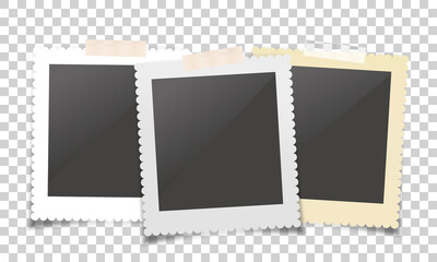 Blank photo frames. Printed photographs, photo lab concept, polaroid
