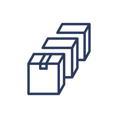 Row of boxes thin line icon. Cardboard, delivery, package isolated outline sign. Warehouse and storage concept. Vector illustration symbol element for web design and apps