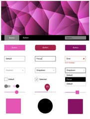 Light Pink, Yellow vector design ui kit with mosaic. Simple Material Design Kit with colorful mosaic of triangles. Modern template for your landing page.