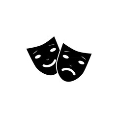 Theatrical mask vector icon isolated on white background