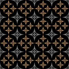 Vector background pattern. Seamless pattern on a black background: for fabric, tile, interior design or wallpaper. Modern background image