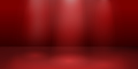 Empty studio background with soft lighting in red colors