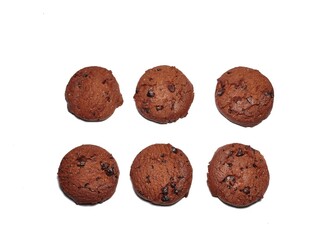 Choco chip cookies isolated on white background. Choco chip chocolate biscuit