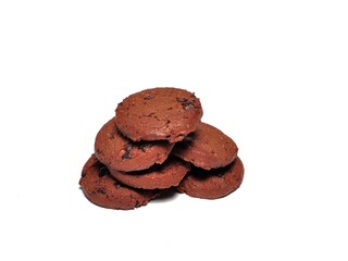 Choco chip cookies isolated on white background. Choco chip chocolate biscuit