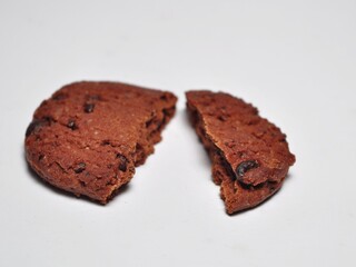 Choco chip cookies isolated on white background. Choco chip chocolate biscuit