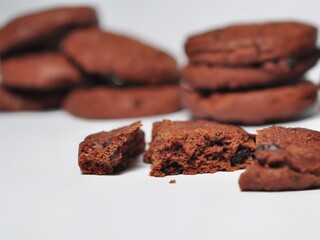 Choco chip cookies isolated on white background. Choco chip chocolate biscuit